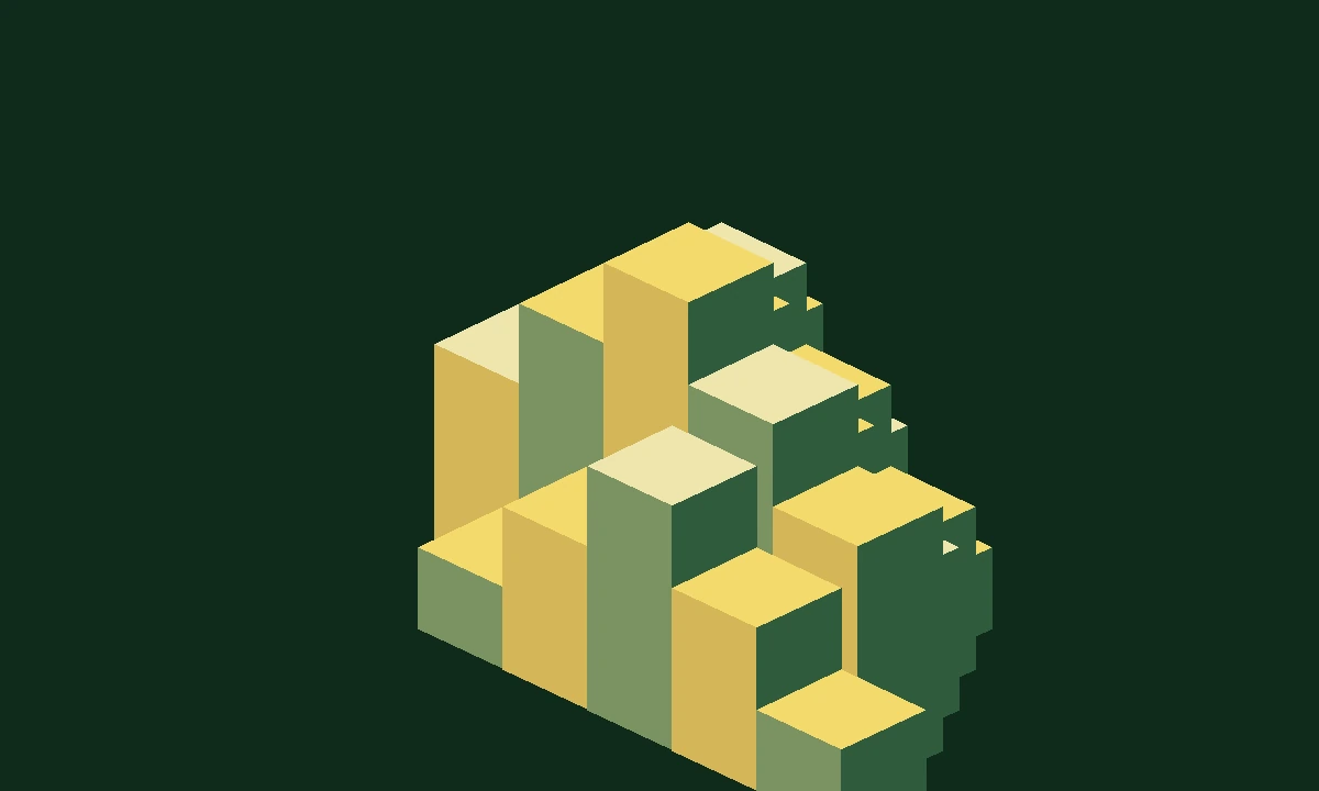 EblanKraft conceptual artwork: an isometric block landscape.